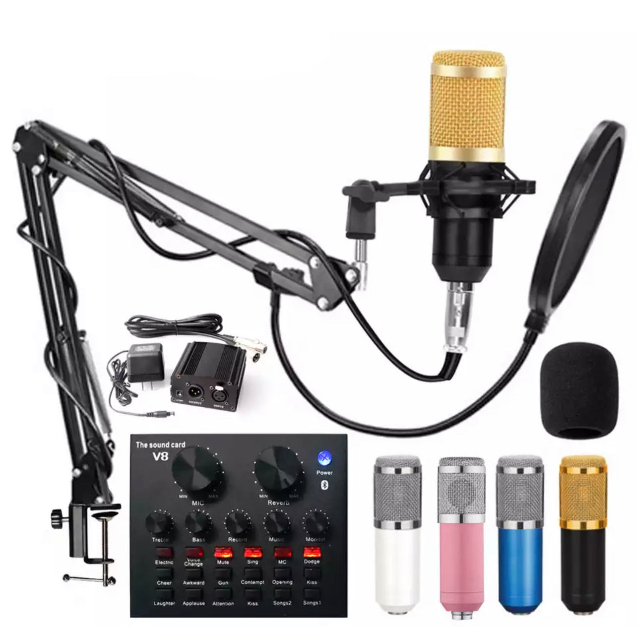 V8-ll Condenser Microphone BM-800 With Live Sound Card and other  accessories Complete set