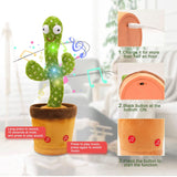 Dancing Cactus Toy Repeat What You Say USB Charging , Singing and Recording Plush Cactus with Colorful Glowing for Home Decor & Children Playing (120 Songs)
