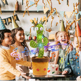 Dancing Cactus Toy Repeat What You Say USB Charging , Singing and Recording Plush Cactus with Colorful Glowing for Home Decor & Children Playing (120 Songs)