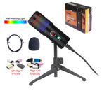Professional Condenser Microphone kit, for mobile phone Laptop live streaming podcast PC microphone