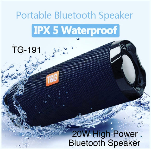 TG191 Portable 20W Bluetooth Speaker, Waterproof Wireless Column Subwoofer Music Center BoomBox 3D stereo Speaker FM / TF / aux / PKTG117 Loudspeaker - California Express Mall