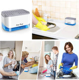 Kitchen Dishwashing Soap Pump Dispenser with Sponge Holder, 2021 2-in-1 Countertop Dispenser 12.5 Ounces